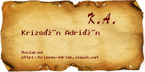 Krizsán Adrián névjegykártya
